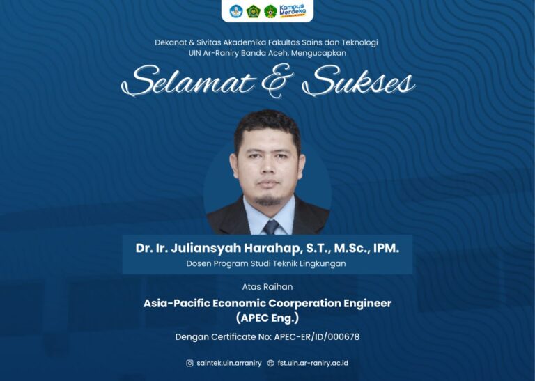 Dosen Teknik Lingkungan Fakultas Sains dan Teknologi: Raih Sertifikasi APEC Engineer