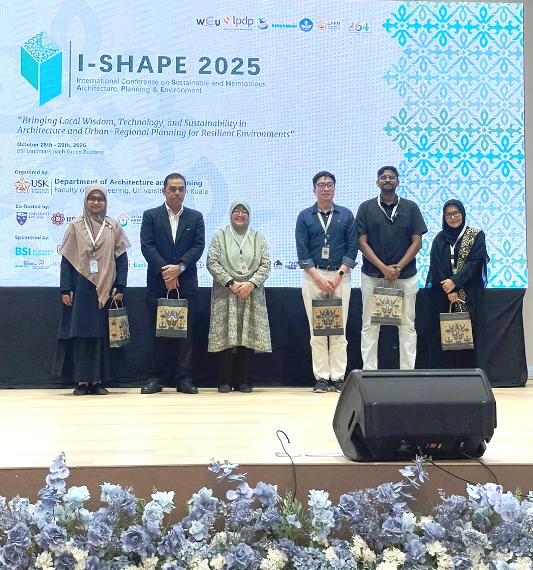 Dosen Prodi Arsitektur UIN Ar-Raniry Raih Penghargaan Best Presenter di I-SHAPE 2025